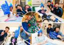 Basketball team pay visit to young hospital patients