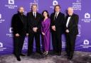 L-R: David Kennedy, Chair, Glasgow Children's Hospital Charity; Sandy Easdale, Director of McGill’s Buses; Gail Thomson, Vice Chair, Glasgow Children's Hospital Charity; James Easdale, Director of McGill’s Buses; Bernard Ponsonby, Trustee