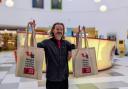 Ross Collins with some of the new bookbags