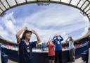 University of Glasgow and Scottish Football Museum team up to bring virtual reality  to Hampden for World Cup 
Pictured
Demi Boyd curator of Hampden Museum  with Calumn Livingston , Hampden Visitor Services Officer with Craighead Primary School pupils