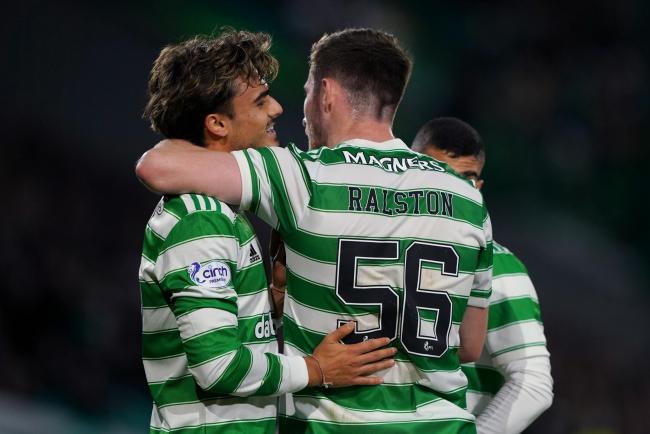 Anthony Ralston, right, with his Celtic team mate Jota