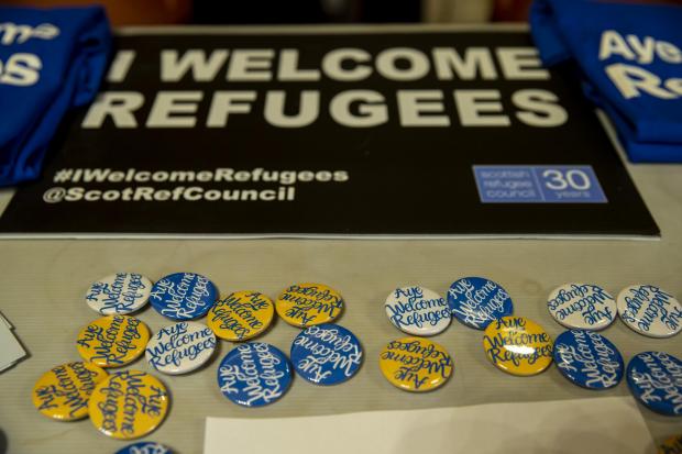 Glasgow Times: Pictured: Badges made the message clear at yesterday's event