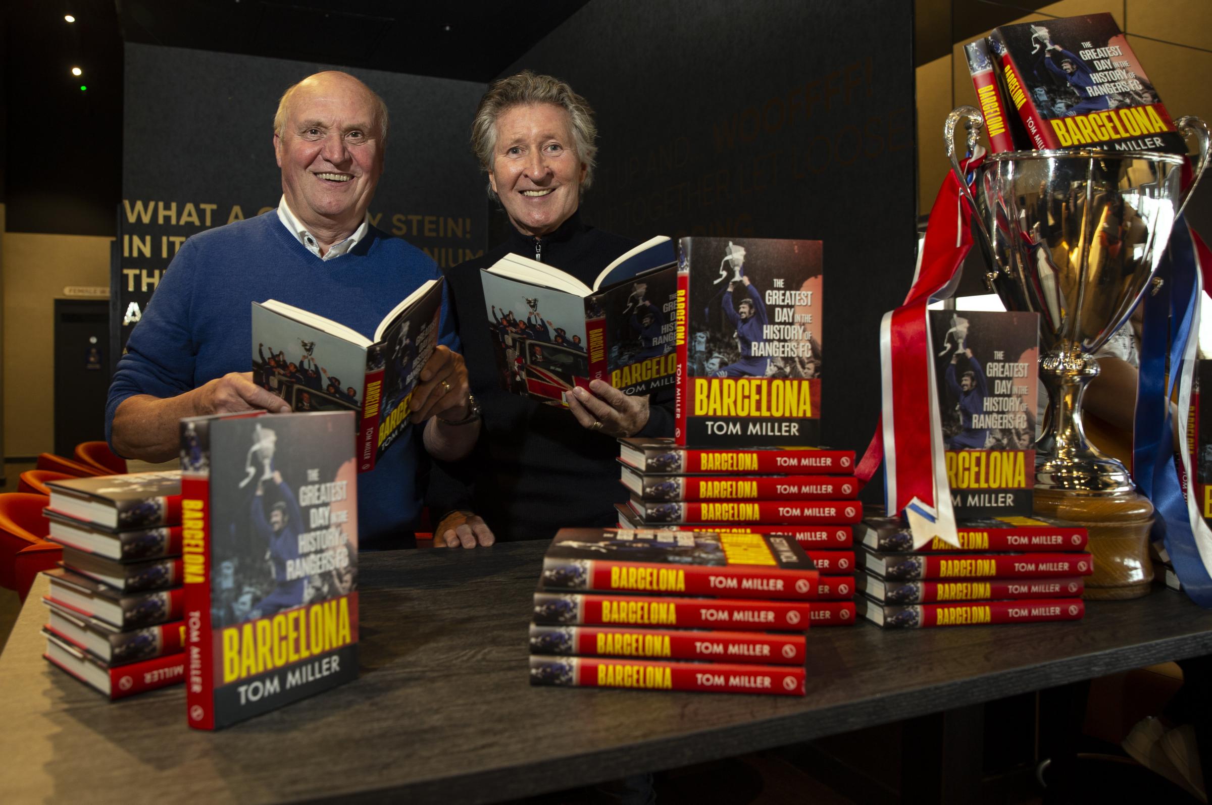 Pictured are former Rangers players Colin Stein, left and Derek Parlane at the launch the book Barcelona by Tom Miller