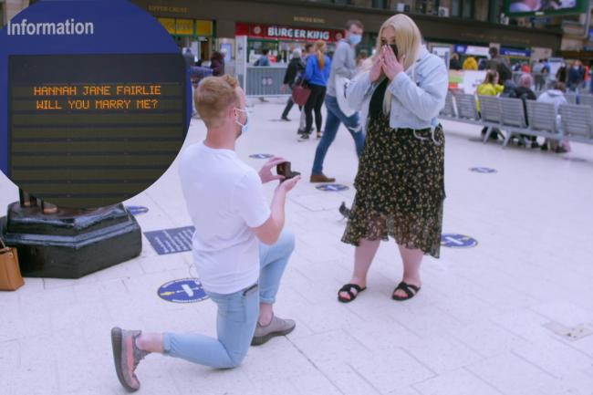 Watch the moment man proposes to girlfriend in Central Station