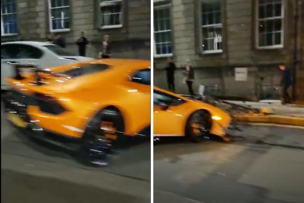 Hunt launched after car crashes into parked car in Glasgow city centre