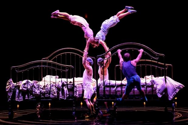 Glasgow Times: What you can expect from Cirque du Soleil's Corteo show, pictured. Photo rights and credit belong to Cirque du Soleil. This shows the Bouncing Bed Act.