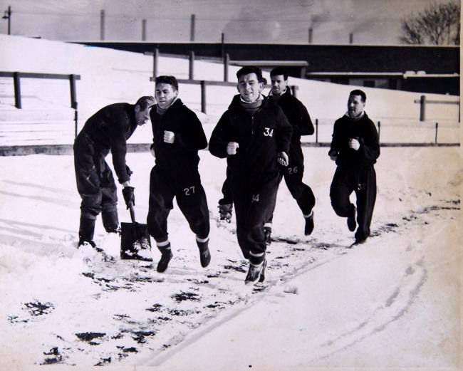 Snow did not stop Celtic's training session from going ahead in February 1958