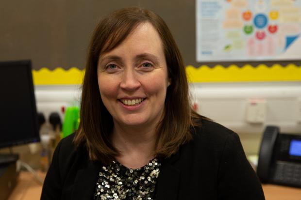 Glasgow Times: Elaine MacEachen, headteacher at St Bernard's Primary School. [Photograph by Colin Mearns] 