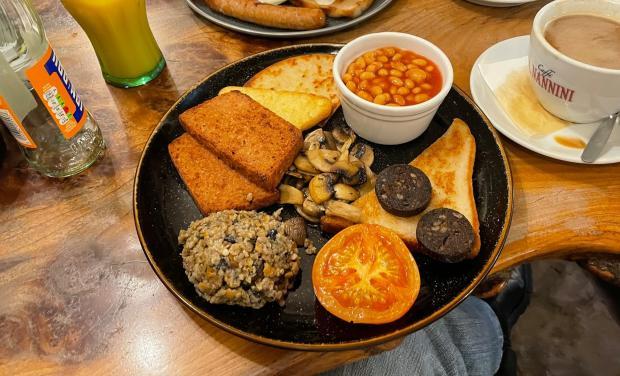 Glasgow Times: Pictured: A full vegan breakfast at Brooklyn Cafe on Minard Road
