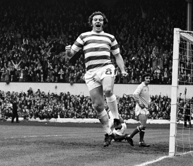 Glasgow Times: Dixie Deans celebrates after Celtic win the Scottish Cup Final against Hibs  6-1