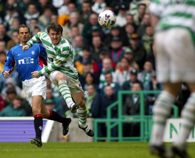 Lubomir Moravcik enjoyed a dream Old Firm debut, scoring twice as Celtic beat Rangers 5-1.