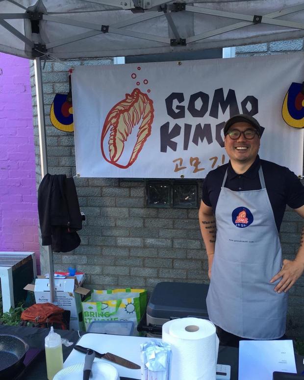 Glasgow Times: Pictured: Kimchi expert Eddie Kim at his Park Lane market stall