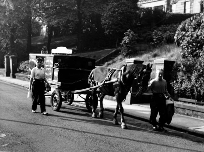 Early morning delivery on Hamilton Drive, 1957