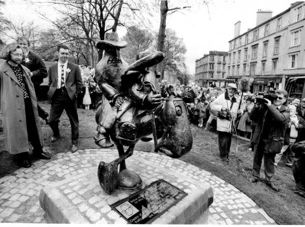Glasgow Times: The Lobey Dosser statue in Glasgow, 1992. Pic: Newsquest
