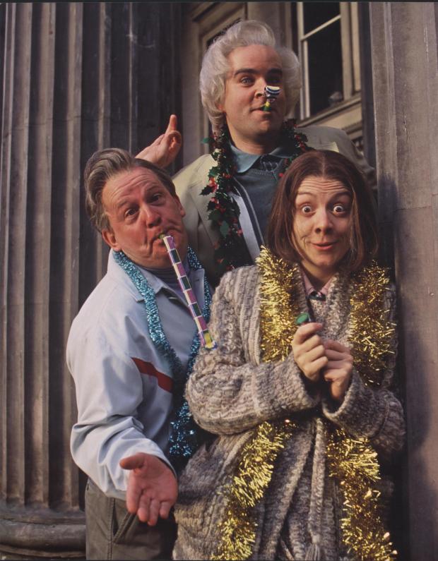 Glasgow Times: Karen Dunbar in Chewin’ The Fat with Ford Kiernan and Greg Hemphill. Picture: BBC