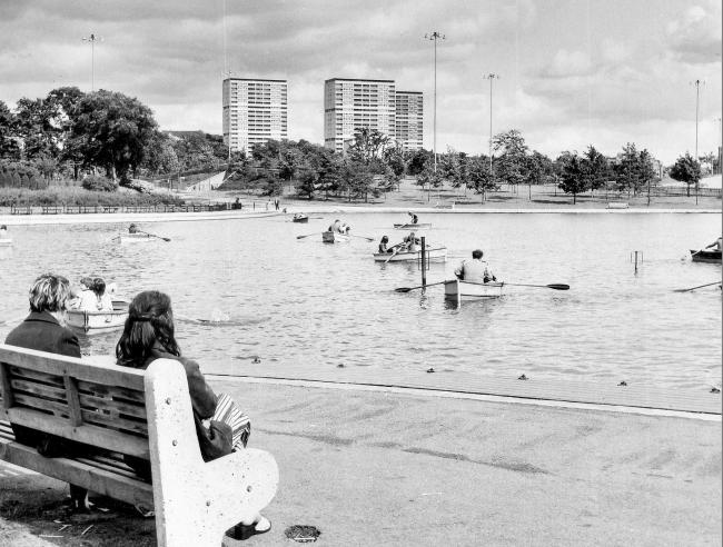 Victoria Park boating pond in 1974. Pic: Newsquest