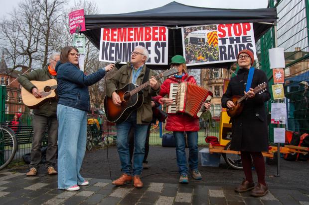Glasgow Times: The Hallan Shankers performed to the crowd. [Photograph by Colin Mearns]