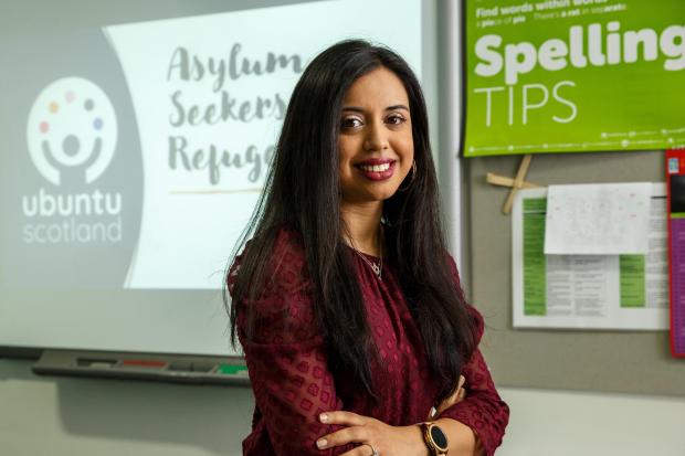 Sameeha Rehman, finalist for Scotswoman of the Year 2021. Sameeha is the founder of social enterprise Ubuntu Scotland where she brings life skills into schools. She is pictured at St Ambrose high school in Coatbridge...Photograph by Colin Mearns.22 March