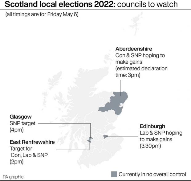 Glasgow Times: Scotland local elections 2022: councils to watch (PA Graphics)