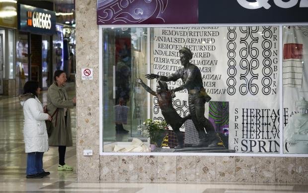 Glasgow Times: The statue has been installed temporarily in Springburn Shopping Centre Pic: Gordon Terris