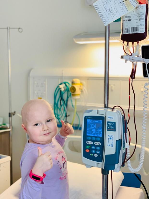Glasgow Times: Brave Freya having chemotherapy treatment
