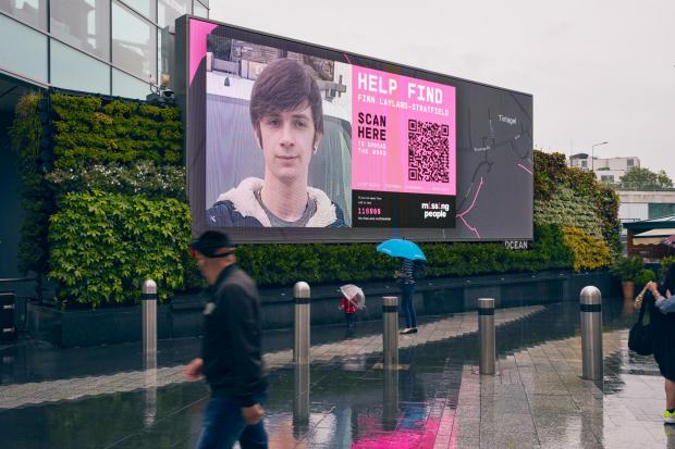 Glasgow Times: Finn Layland-Stratfield's missing person billboard (Felicity Crawshaw/Missing Persons/PA)
