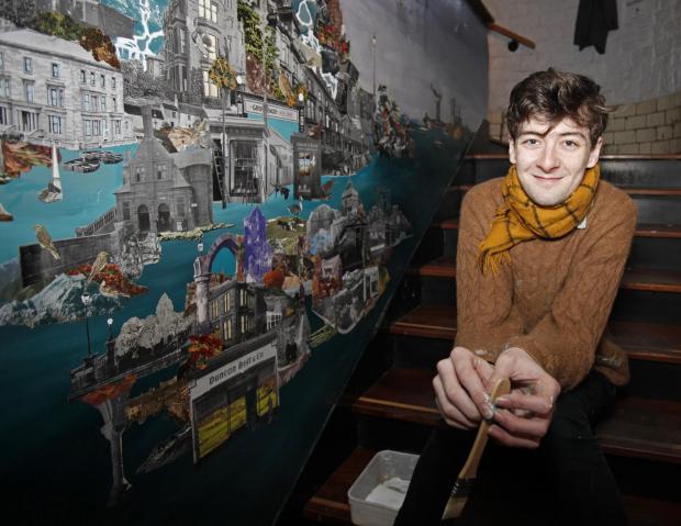 Glasgow Times: Michael Lacey and his mural.