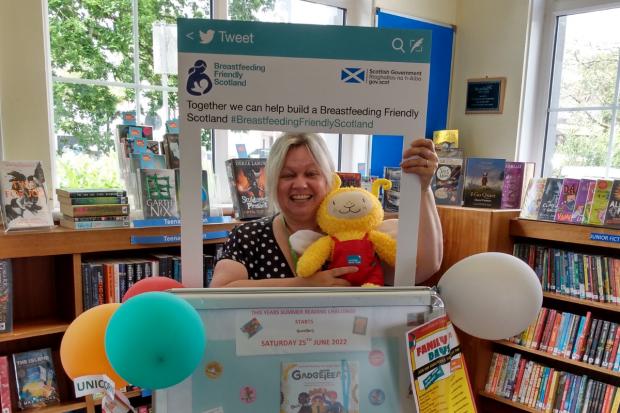 June, from Eaglesham Library, East Renfrewshire, one of the 10 libraries now officially breast feeding-friendly.