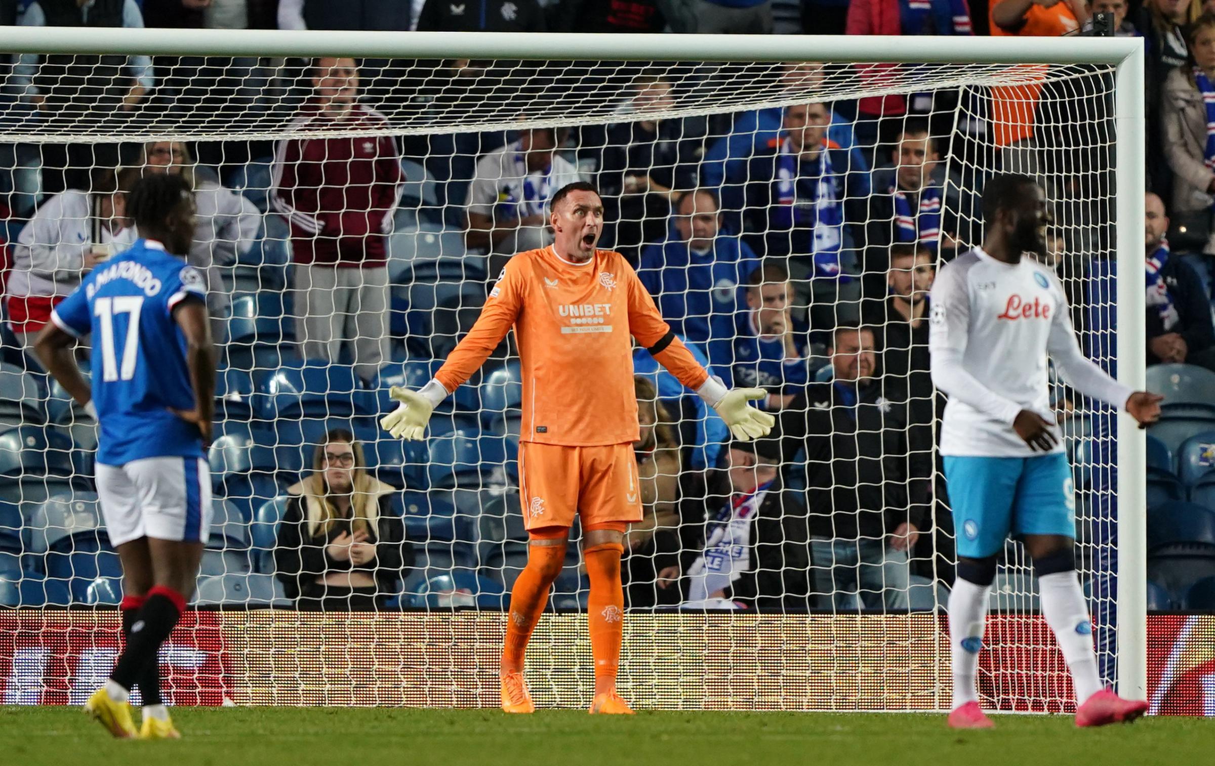 Rangers goalkeeper Allan McGregor during the UEFA Champions League Group A match at Ibrox Stadium, Glasgow. Picture date: Wednesday September 14, 2022. PA Photo. See PA story SOCCER Rangers. Photo credit should read: Andrew Milligan/PA
