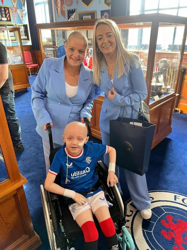Glasgow Times: Cole with mum Michelle and family friend Lisa at Ibrox