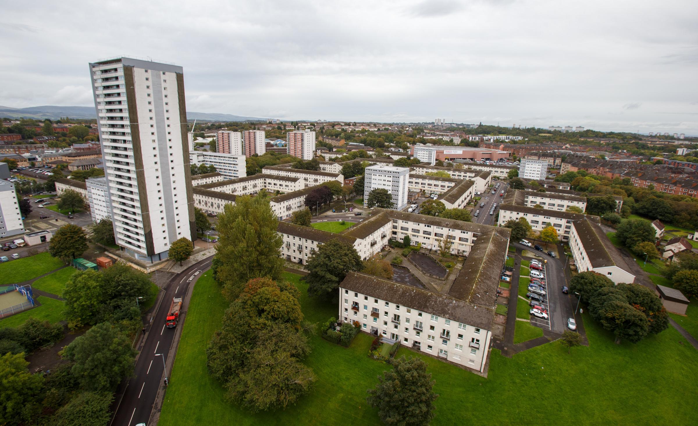 Four tower blocks in Wyndford are earmarked for demolition. Photograph by Colin Mearns.