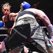 Hannah Rankin on her way to winning the IBO super-welterweight title with a unanimous points decision over Sarah Curran in Paisley