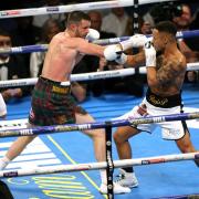 Josh Taylor and Regis Prograis during the super-lightweight unification at the O2 Arena last October