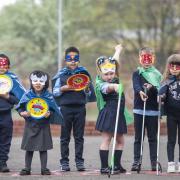 The litterless superheroes at St Joseph's Primary. Pic: Kirsty Anderson