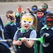 The mighty Litterless Superheroes from St Joseph's Primary. Pic: Kirsty Anderson/Glasgow Times