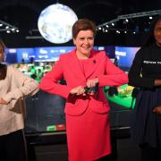 First Minister Nicola Sturgeon (centre) meets climate activists Greta Thunberg (left) and Vanessa Nakate (right)
