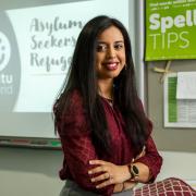 Sameeha Rehman, finalist for Scotswoman of the Year 2021. Sameeha is the founder of social enterprise Ubuntu Scotland where she brings life skills into schools. She is pictured at St Ambrose high school in Coatbridge...Photograph by Colin Mearns.22 March
