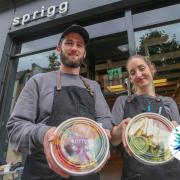 Owner Tom McDermott with barista Megan Broom of Sprigg in Glasgow's Sauchihall Street. Nominee for Glasgow's Favourite Business