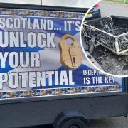 Yes activist Ian McNeil's trailer was burned down outside his home in Glasgow