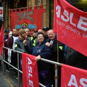 'We've not had a pay rise for three years': Aslef train drivers picket at Glasgow Central Station