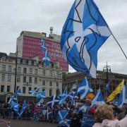 Pro-independence marchers in Glasgow