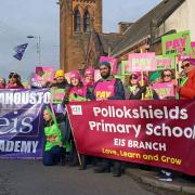 Teachers and supporters outside Nicola Sturgeon's constituency office