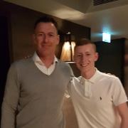 Chris Sutton pictured with missing Evan Reid in May, 2017.