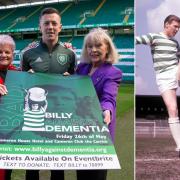Celtic Captain Callum McGregor pictured at Celtic park with Mary MacLean, left and  Liz McNeill (wife of Billy McNeill).