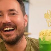 Martin Compston celebrates birthday with Celtic cake while filming new series