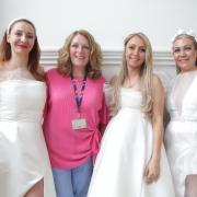 Glasgow Kelvin College students Ilona Chmiela, Reanna McGuire and Mandy Gibson with lecturer Sandra Thomson