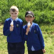 Saracen Primary pupils celebrate with ice cream