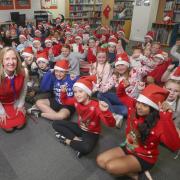 Angela filming the festive story with children in Glasgow