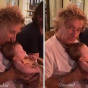 Rod Stewart with new grandson Otis