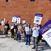Museum workers' protest outside the Burell Collection, Glasgow